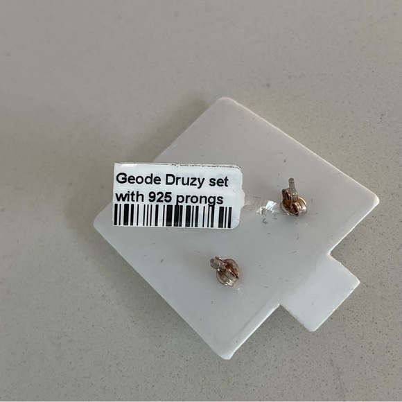 Unisex Sterling Silver 925 Geode earrings - Picture 9 of 10